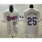 Texas Rangers #25 Jose Leclerc Number White 2024 Gold Collection Limited Cool Baseball Jersey
