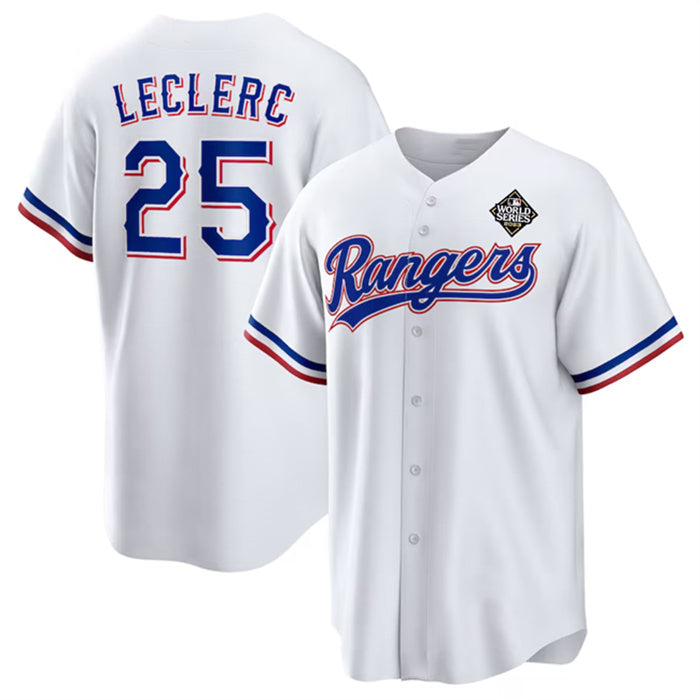 Texas Rangers #25 José Leclerc White 2023 World Series Stitched Baseball Jersey