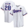 Texas Rangers #28 Jonah Heim 2023 White World Series Stitched Baseball Jersey