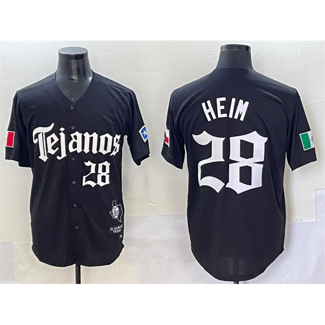 Texas Rangers #28 Jonah Heim Black Gothic Mexico 2025 Vapor Premier Limited Stitched Baseball Jersey