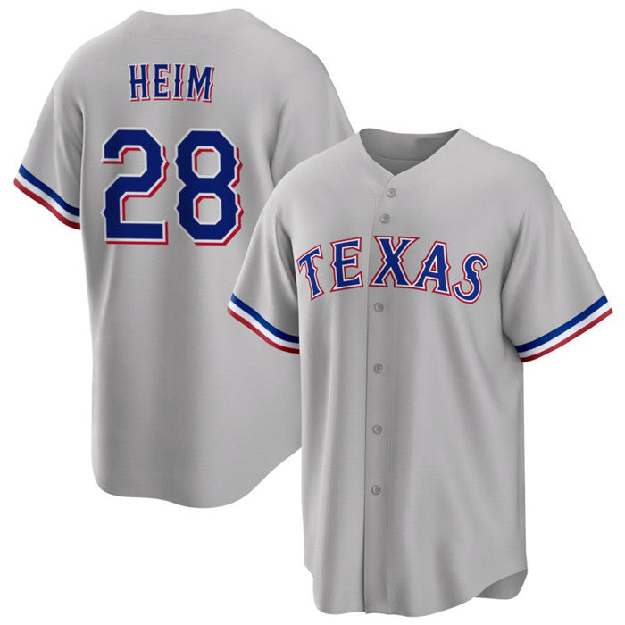 Texas Rangers #28 Jonah Heim Gray Cool Base Stitched Baseball Jersey