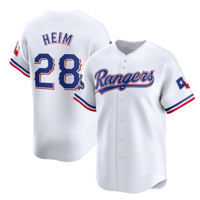 Texas Rangers #28 Jonah Heim White 2023 World Series Champions Stitched Baseball Jersey