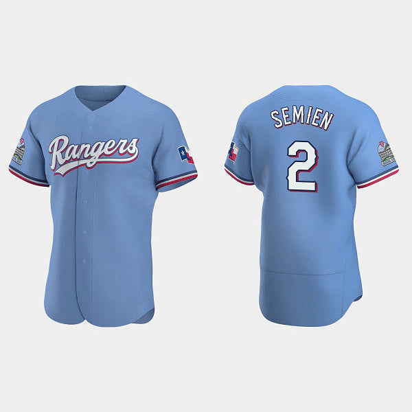 Texas Rangers #2 Marcus Semien Light Blue Flex Base Stitched Baseball Jersey