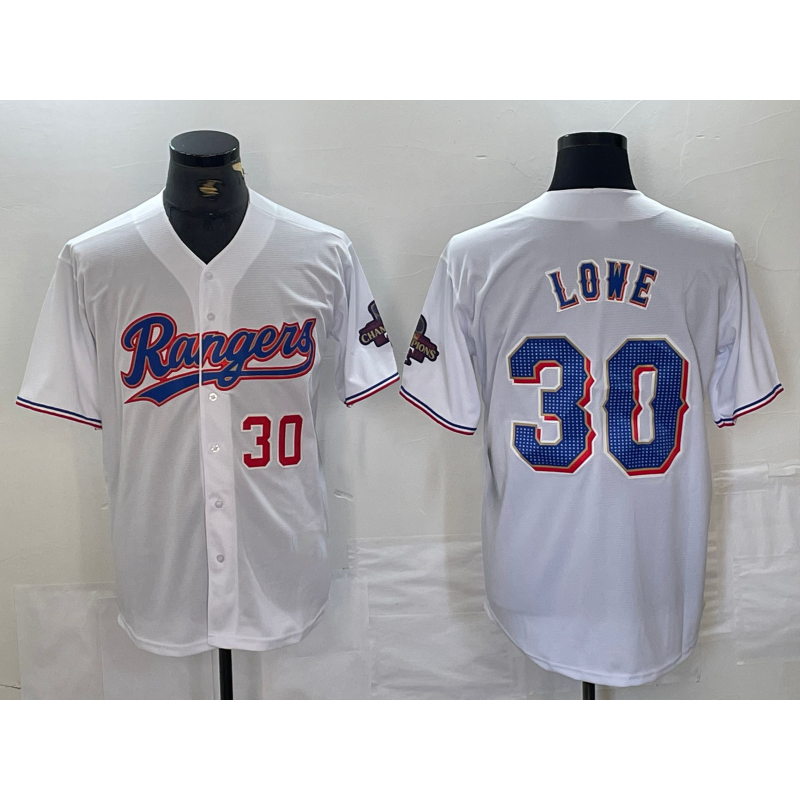 Texas Rangers #30 Nathaniel Lowe Number White 2024 Gold Collection Limited Cool Baseball Jersey