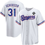 Texas Rangers #31 Max Scherzer 2023 White World Series Stitched Baseball Jersey