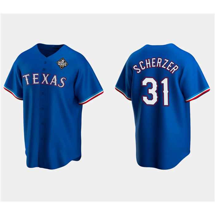 Texas Rangers #31 Max Scherzer Royal 2023 World Series Stitched Baseball Jersey