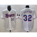 Texas Rangers #32 Evan Carter Number White 2023 World Series Champions Cool Baseball Jersey