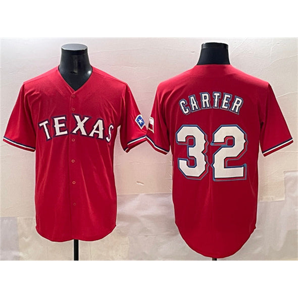 Texas Rangers #32 Evan Carter Red Cool Base Stitched Baseball Jersey