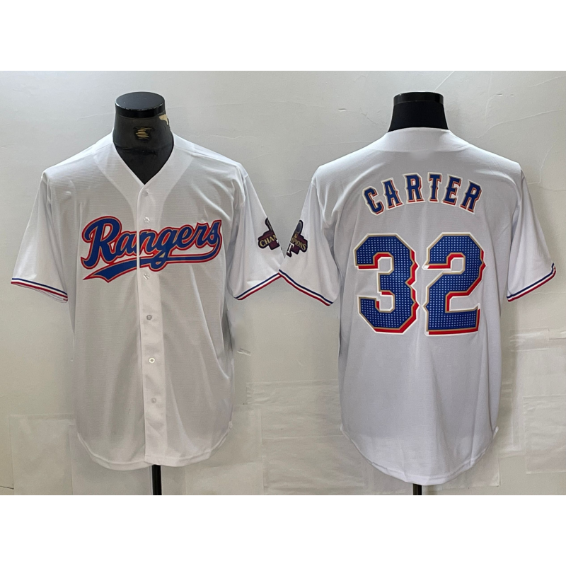 Texas Rangers #32 Evan Carter White 2023 World Series Champions Cool Baseball Jersey