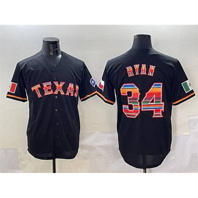 Texas Rangers #34 Nolan Ryan Black Mexico Limited Stitched Baseball Jersey
