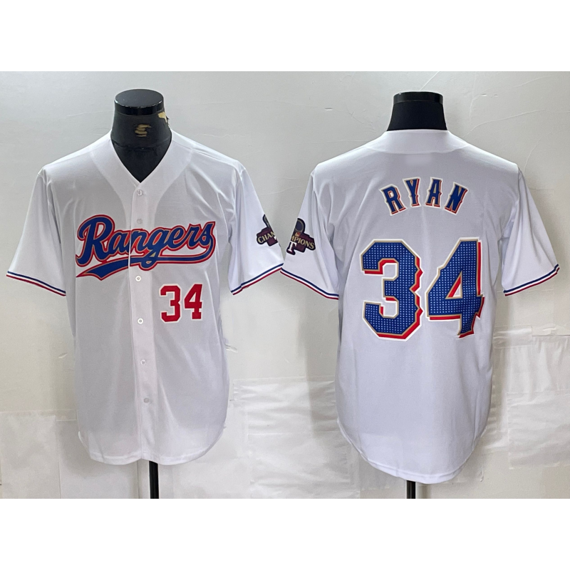 Texas Rangers #34 Nolan Ryan Number White 2024 Gold Collection Limited Cool Baseball Jersey