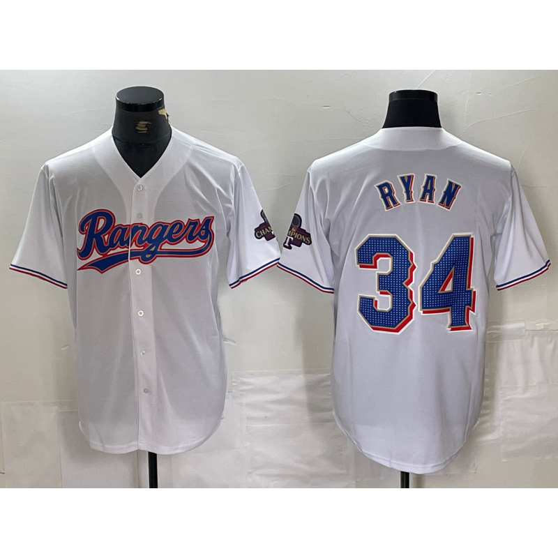 Texas Rangers #34 Nolan Ryan White 2024 Gold Collection Limited Cool Baseball Jersey
