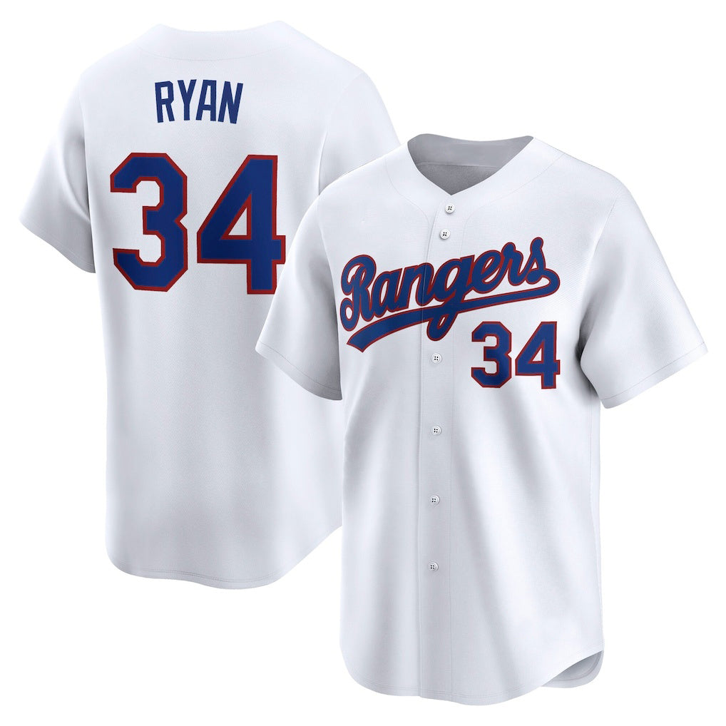 Texas Rangers #34 Nolan Ryan White Throwback Cooperstown Collection Limited Baseball Jersey