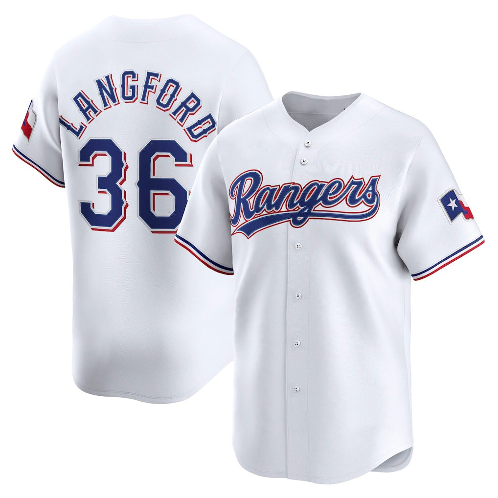 Texas Rangers #36 Wyatt Langford White Home Limited Player Baseball Jersey