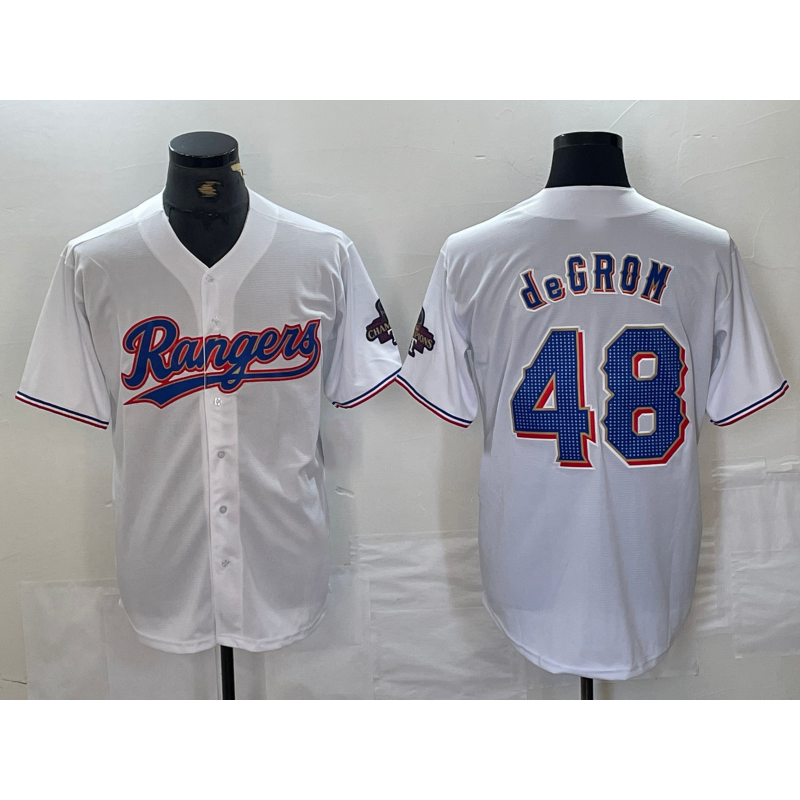 Texas Rangers #48 Jacob deGrom White 2024 Gold Collection Limited Cool Baseball Jersey