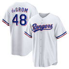 Texas Rangers #48 Jacob deGrom White Home Replica Player Baseball Jersey