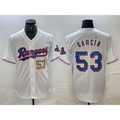 Texas Rangers #53 Adolis Garcia Number White 2023 World Series Champions Cool Baseball Jersey