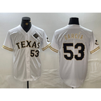 Texas Rangers #53 Adolis Garcia Number White Gold Cool Base Stitched Baseball Jersey