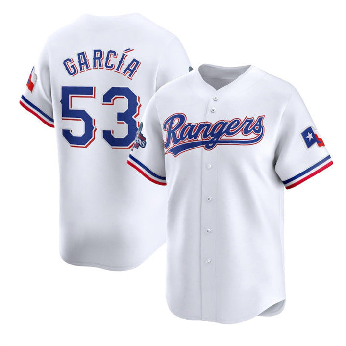 Texas Rangers #53 Adolis García White 2023 World Series Champions Stitched Baseball Jersey