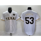 Texas Rangers #53 Adolis Garcia White Gold Cool Base Stitched Baseball Jersey