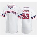 Texas Rangers #53 Adolis Garcia White Throwback Stitched Flex Baseball Jersey