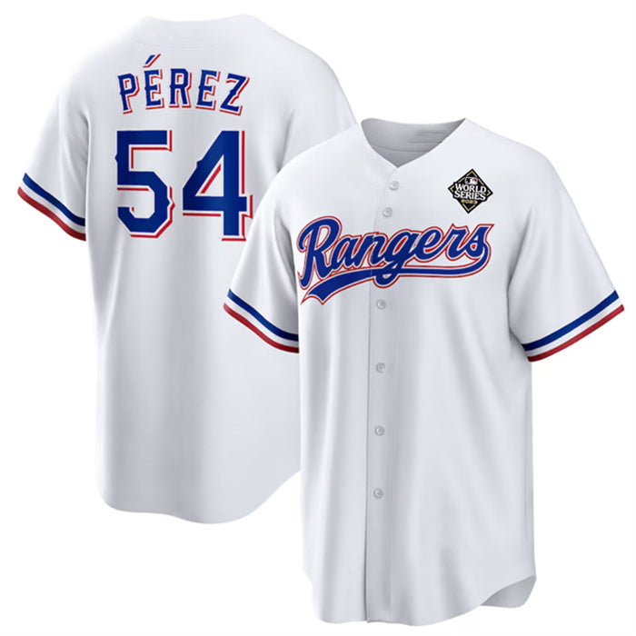 Texas Rangers #54 Martín Pérez White 2023 World Series Stitched Baseball Jersey