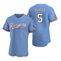 Texas Rangers #5 Corey Seager Light Blue Flex Base Stitched Baseball Jersey