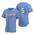 Texas Rangers #5 Corey Seager Light Blue Flex Base Stitched Baseball Jersey