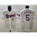 Texas Rangers #5 Corey Seager Number White 2023 World Series Champions Cool Baseball Jersey