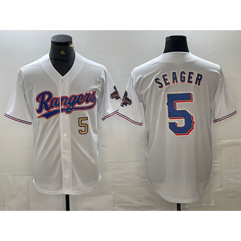 Texas Rangers #5 Corey Seager Number White 2023 World Series Champions Cool Baseball Jersey