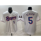 Texas Rangers #5 Corey Seager Number White 2024 Gold Collection Limited Cool Baseball Jersey