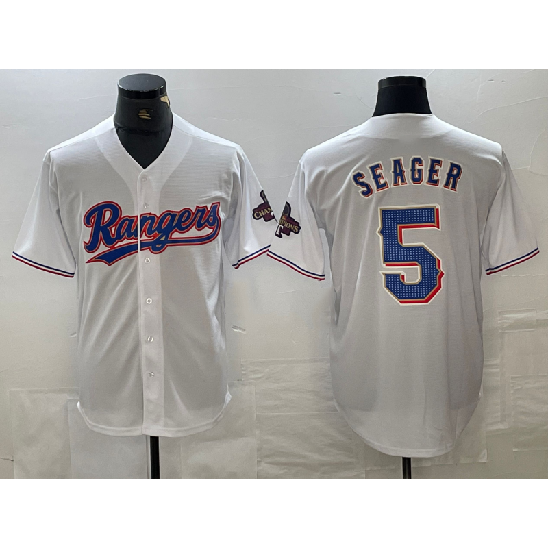 Texas Rangers #5 Corey Seager White 2023 World Series Champions Cool Baseball Jersey