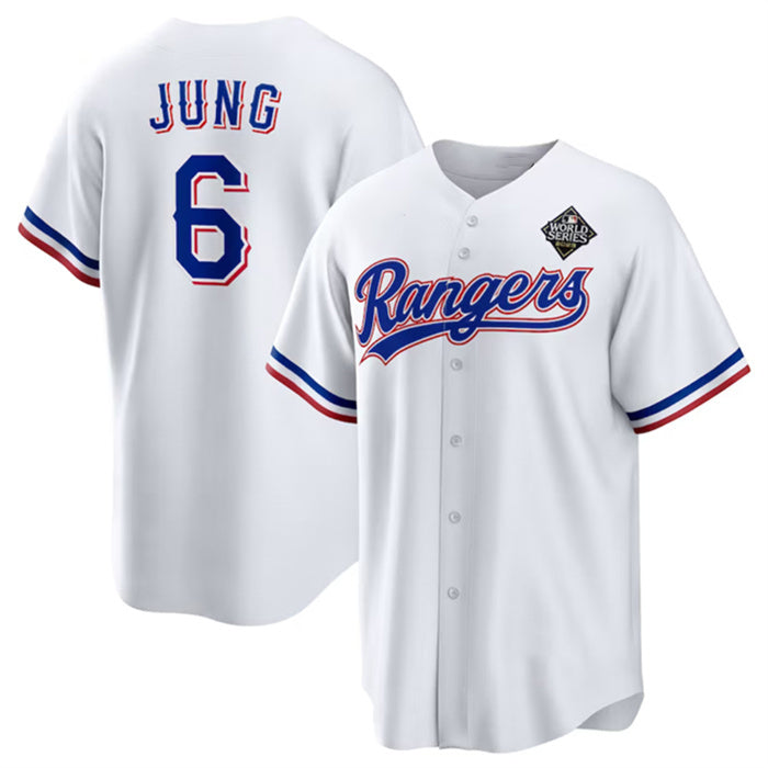 Texas Rangers #6 Josh Jung 2023 White World Series Stitched Baseball Jersey