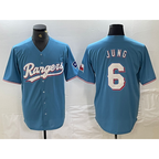 Texas Rangers #6 Josh Jung Light Blue Team Logo Cool Baseball Jersey