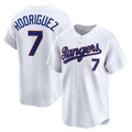 Texas Rangers #7 Ivan Rodriguez White Throwback Cooperstown Collection Limited Baseball Jersey