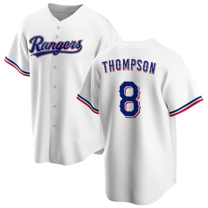 Texas Rangers #8 Bubba Thompson White Cool Base Stitched Baseball Jersey