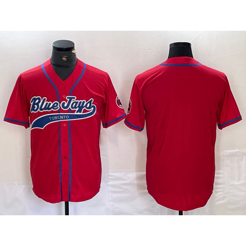 Toronto Blue Jays Blank Red Cool Base Stitched Baseball Jersey
