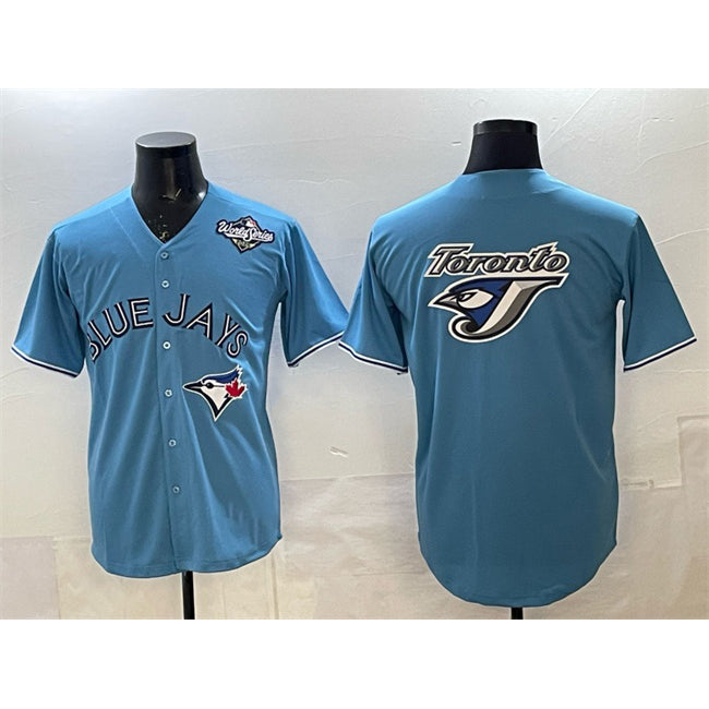 Toronto Blue Jays Team Big Logo Blue 2025 World Series Home Cool Base Stitched Baseball Jersey