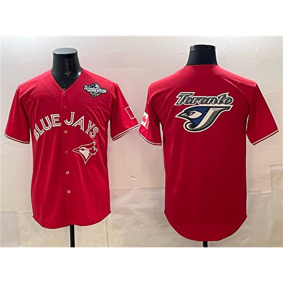 Toronto Blue Jays Team Big Logo Red 2025 World Series Home Cool Base Stitched Baseball Jersey