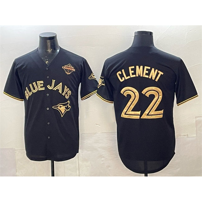 Toronto Blue Jays #22 Ernie Clement Black Gold 2025 American League Champions Limited Stitched Baseball Jersey