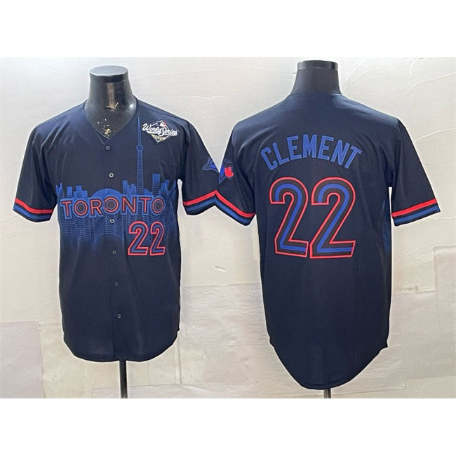 Toronto Blue Jays #22 Ernie Clement Navy 2025 World Series City Connect Limited Stitched Baseball Jersey