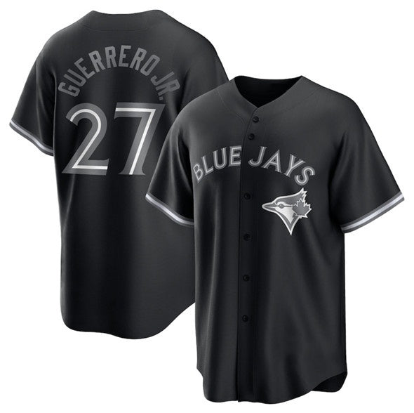 Toronto Blue Jays #27 Vladimir Guerrero Jr. Black Lights Out Limited Stitched Baseball Jersey