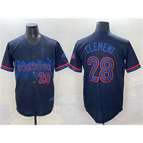 Toronto Blue Jays #28 Ernie Clement Navy 2024 City Connect Limited Stitched Baseball Jersey