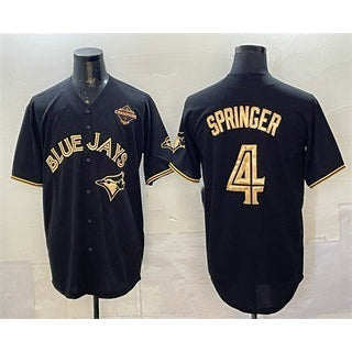 Toronto Blue Jays #4 George Springer Black Gold 2025 American League Champions Limited Stitched Baseball Jersey