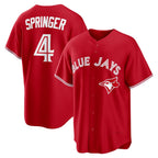 Toronto Blue Jays #4 George Springer Red Canada Day Replica Baseball Jersey