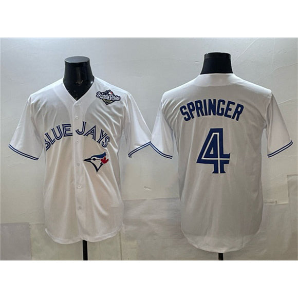 Toronto Blue Jays #4 George Springer White 2025 World Series Home Cool Base Stitched Baseball Jersey