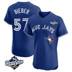 Toronto Blue Jays #57 Shane Bieber Royal 2025 World Series Baseball Stitched Jerseys
