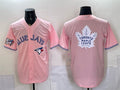 Toronto Blue Jays & Leafs With White Leafs Logo Pink 50 Seasons Patch Stitched Baseball Jersey