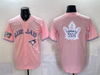 Toronto Blue Jays & Leafs With White Leafs Logo Pink 50 Seasons Patch Stitched Baseball Jersey