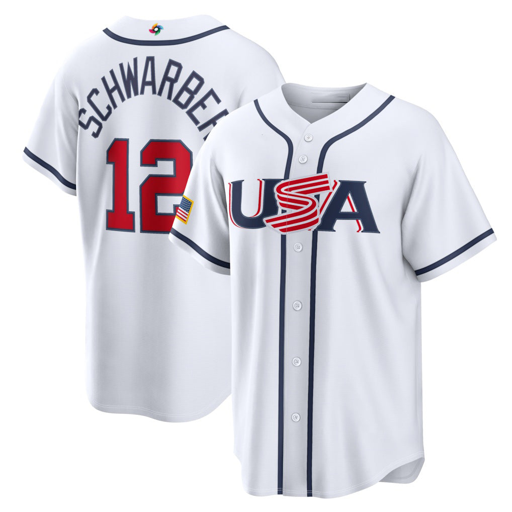 USA Baseball #12 Kyle Schwarber 2026 World Baseball Classic Home Stadium Baseball Jersey - White